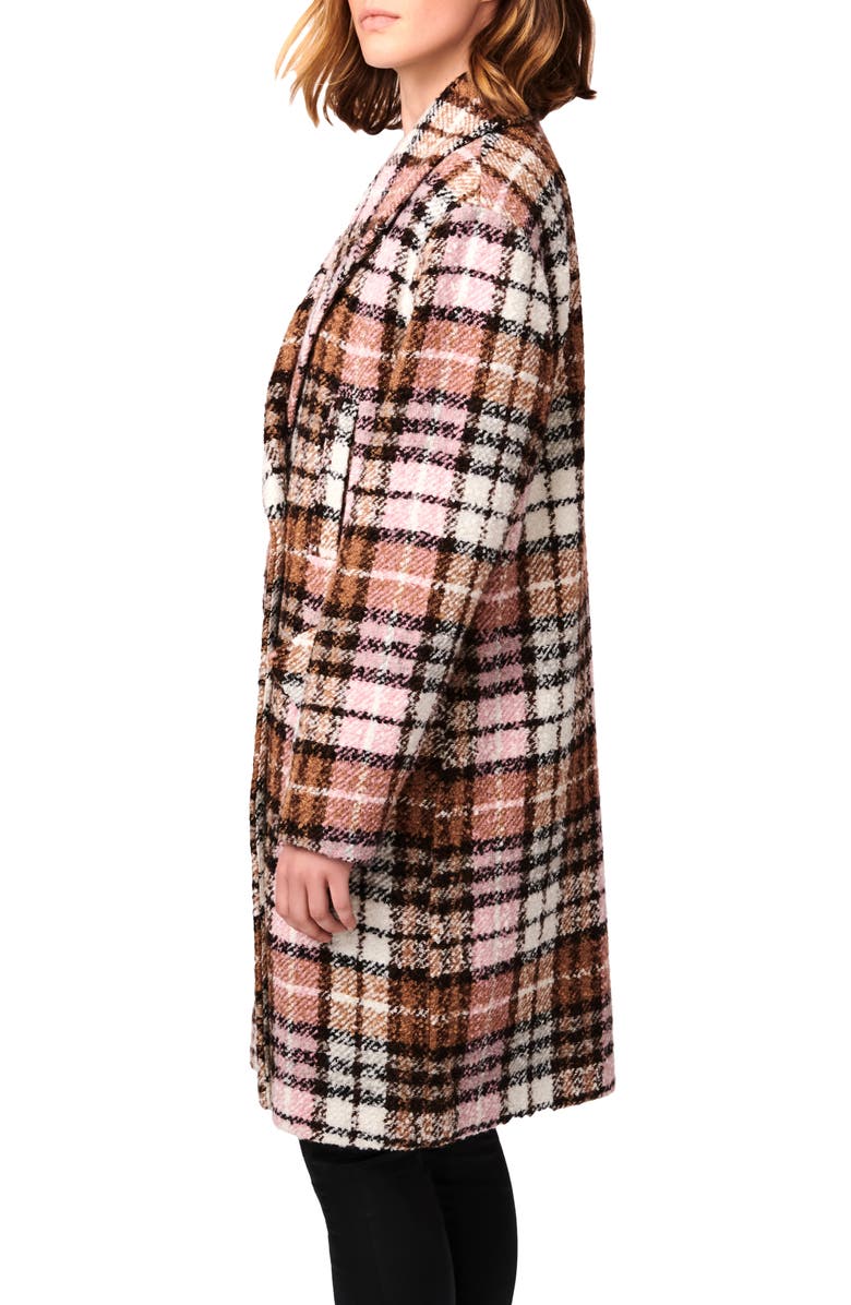 Bernardo Plaid Wool Blend Coat, Alternate, color,