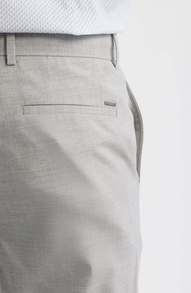 BOSS Genius Slim Fit Flat Front Wool Blend Dress Pants, Alternate, color, Open Grey