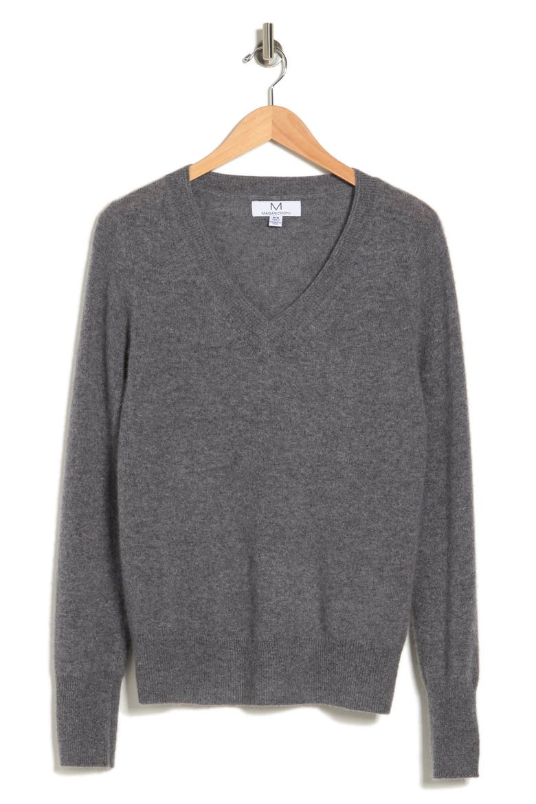 V-Neck Cashmere Sweater, Alternate, color, CEMENT HEATHER