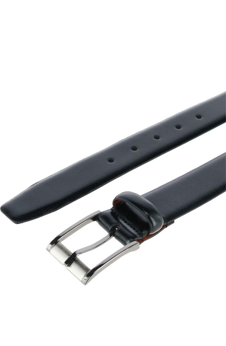 Trafalgar Men's Matteo 35mm Feather Edge Leather Dress Belt with Italian Buckle, Alternate, color, Black