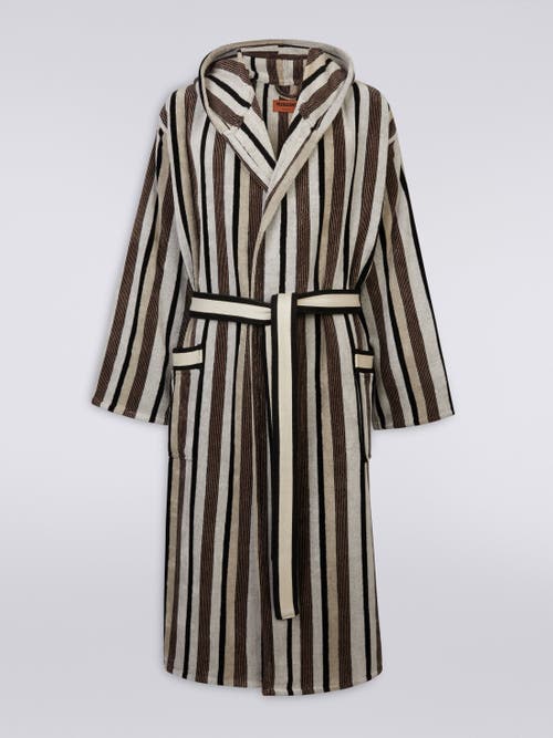 Missoni Home Craig Striped Cotton Terry Bathrobe In Black & White