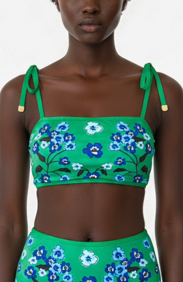 Jessie Zhao New York Tropical Escape Reversible Bikini Top, Main, color, Green