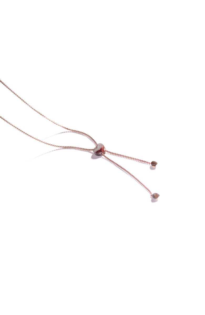 LuvMyJewelry Luv Me Lace Agate Gemstone Rose Gold Plated Silver Adjustable Heart Women Necklace, Main, color, 14Kt Rose Gold Vermeil