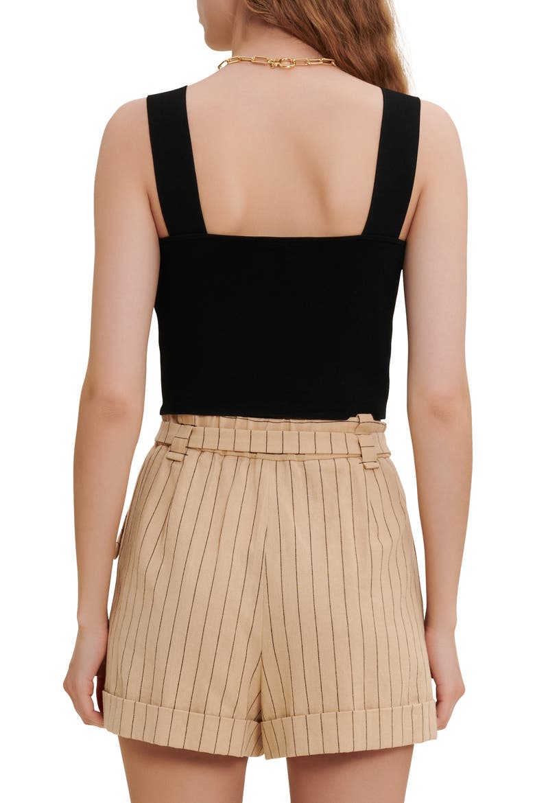 Knitted crop top with straps, Alternate, color, BLACK