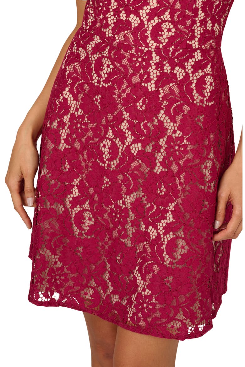 Flutter Sleeve Lace Dress, Alternate, color, LIGHT WINE