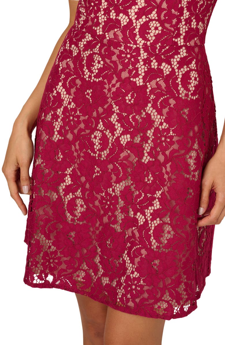 Adrianna Papell Flutter Sleeve Lace Dress, Alternate, color, Light Wine