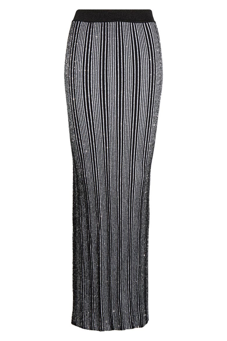 Shimmer Sequin Stripe Maxi Skirt, Alternate, color, WHITE AND BLACK