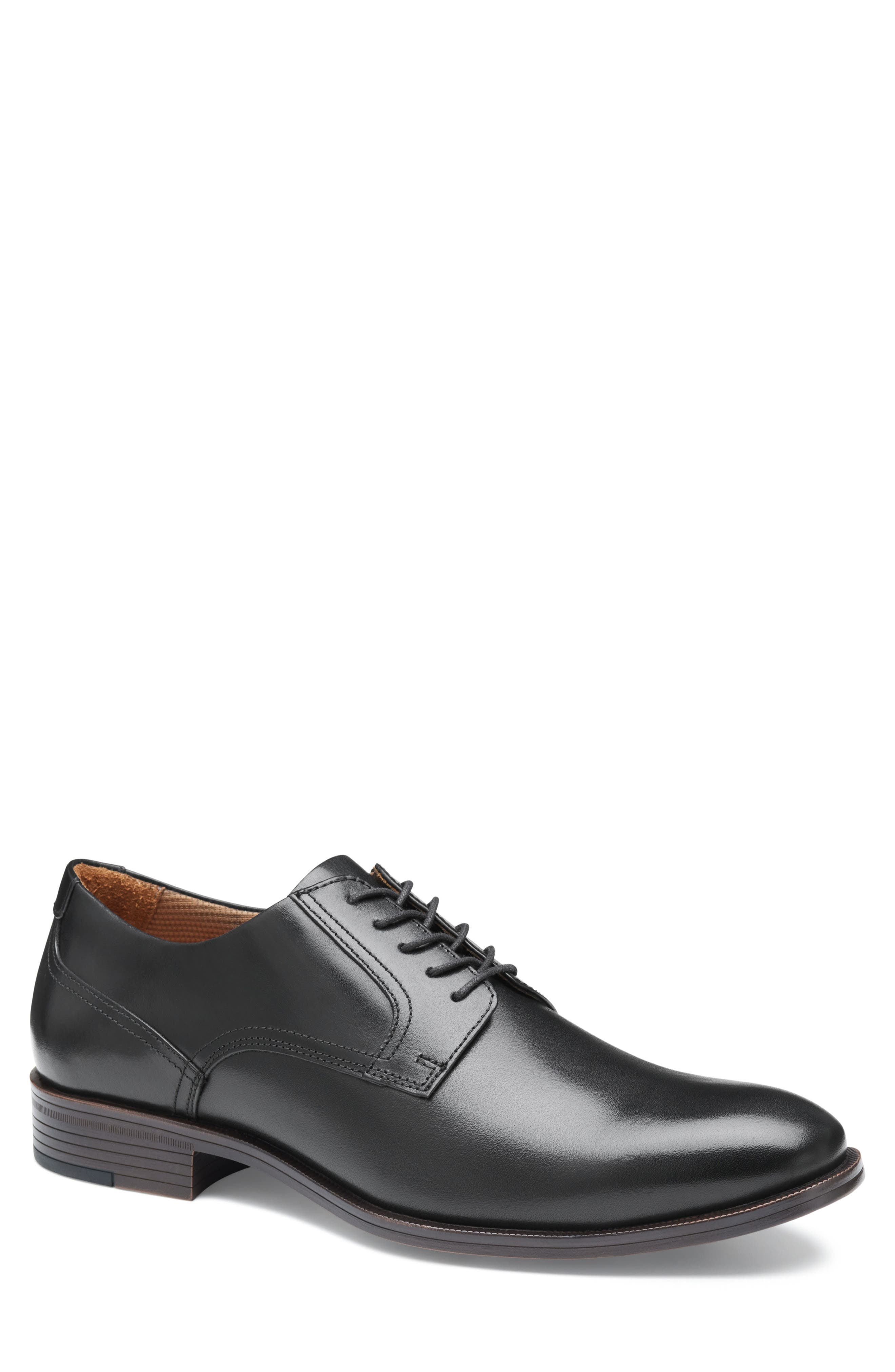 Johnston & Murphy Reeve Plain Toe Derby, Main, color, Black Full Grain