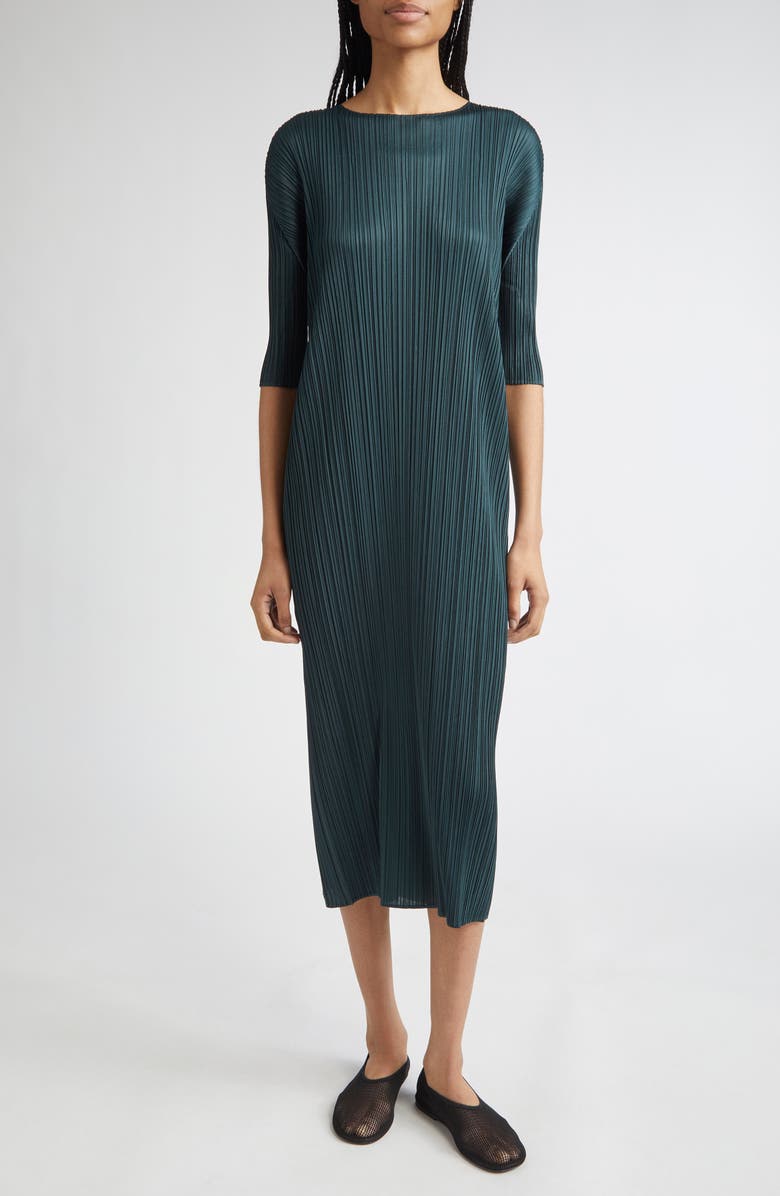 Pleats Please Issey Miyake Merry Bicolor Dress, Main, color, 