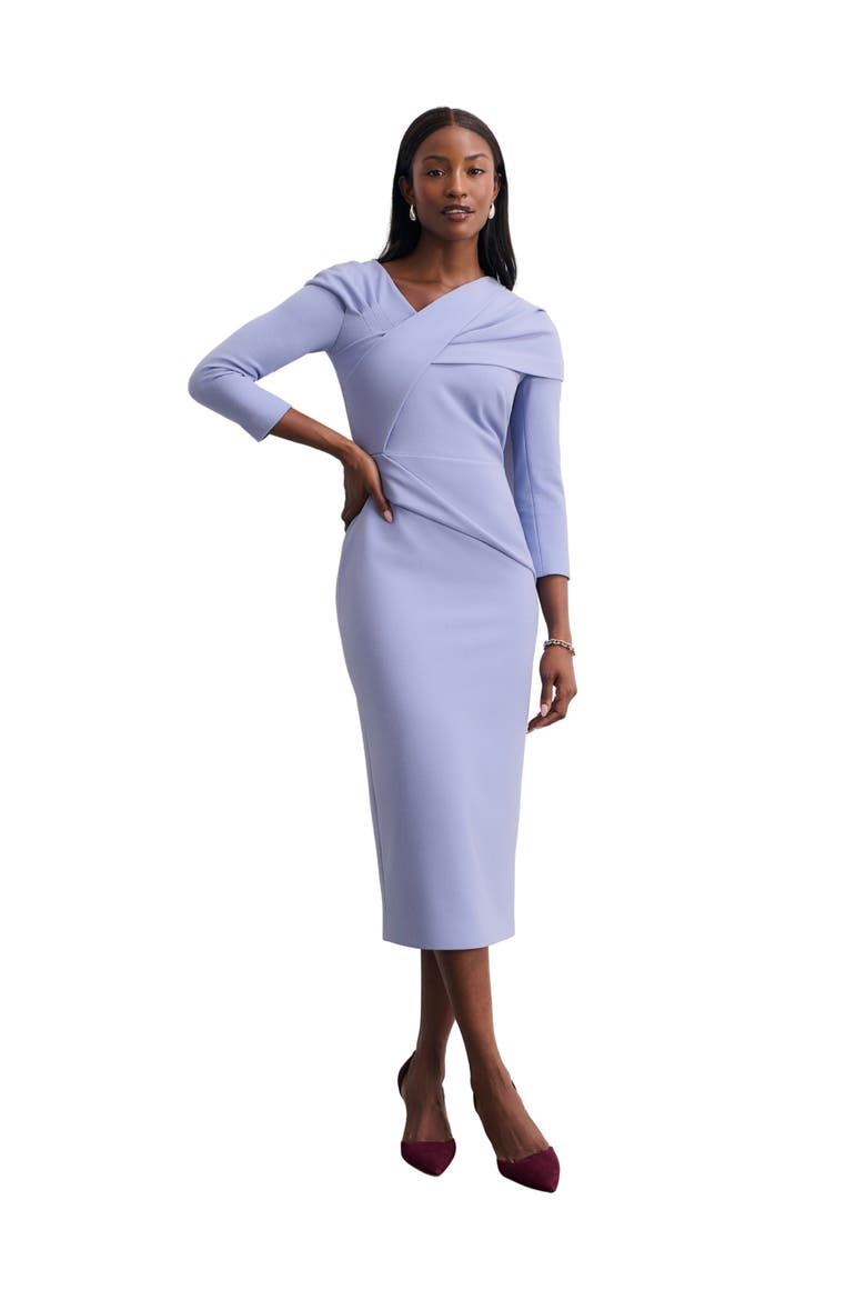 Iona Sculpt Crepe Dress, Main, color, Blue