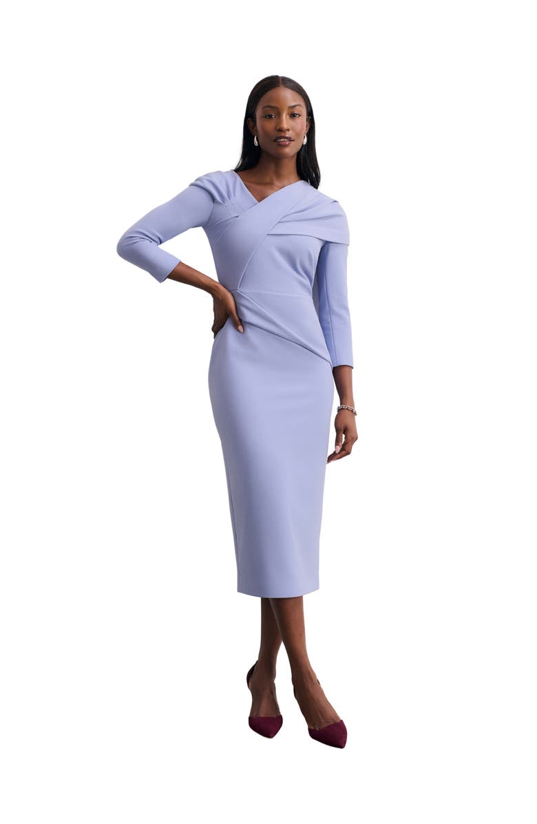 The Fold Iona Sculpt Crepe Dress, Main, color, Blue