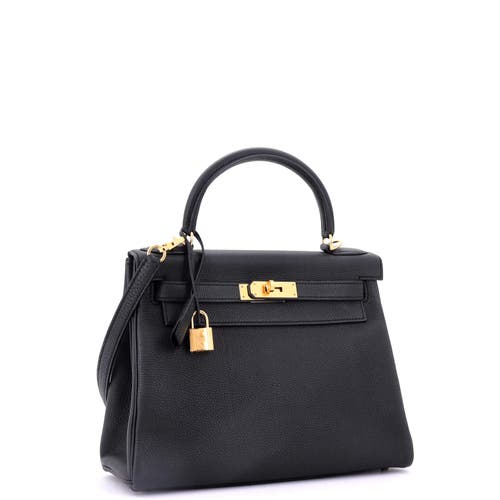 Pre-owned Hermes Hermes Kelly Handbag Black Novillo With Gold Hardware 28 In Black