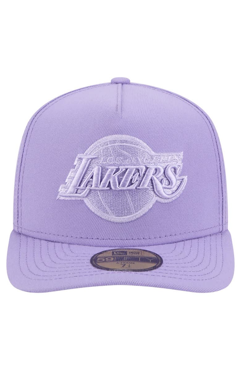 New Era Men's New Era  Purple Los Angeles Lakers Colorpack A-Frame Pinch Front 59FIFTY Fitted Hat, Alternate, color, 