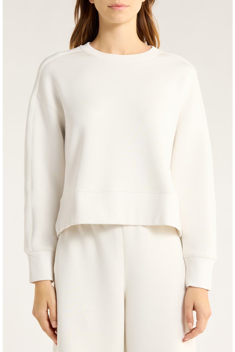 AirEssentials® Luxe Crop Crewneck Sweatshirt, Alternate, color, LINEN