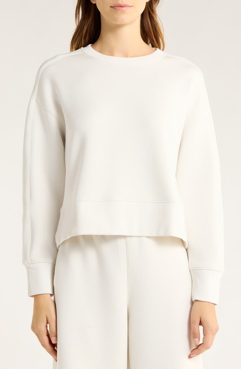 SPANX<sup>®</sup> AirEssentials<sup>®</sup> Luxe Crop Crewneck Sweatshirt, Alternate, color, Linen
