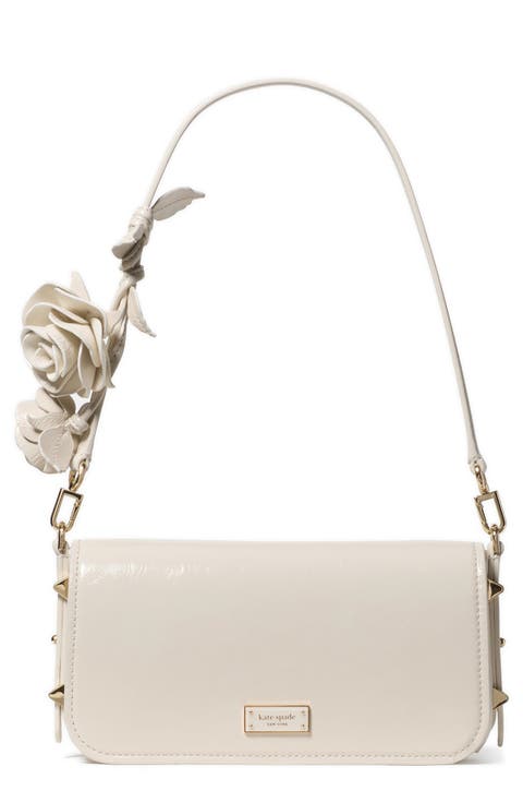 liv floral applique leather shoulder bag