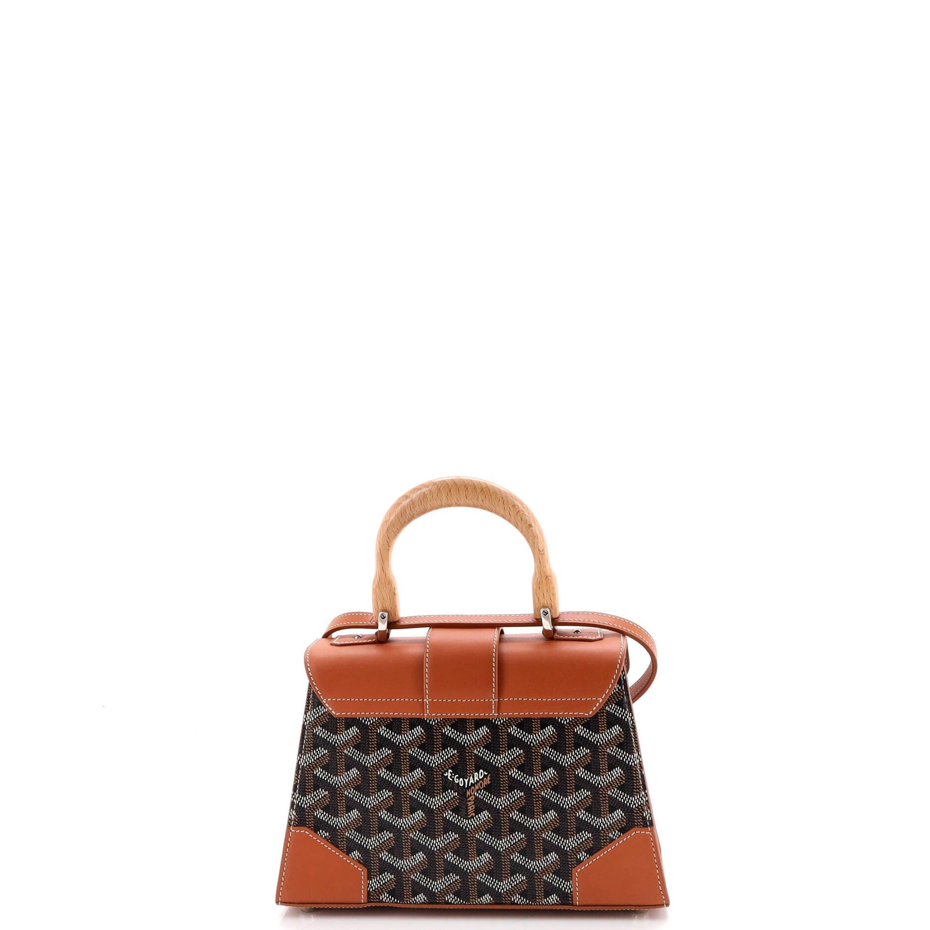 Structured Saigon Top Handle Bag Coated Canvas with Leather Mini, Alternate, color, Brown