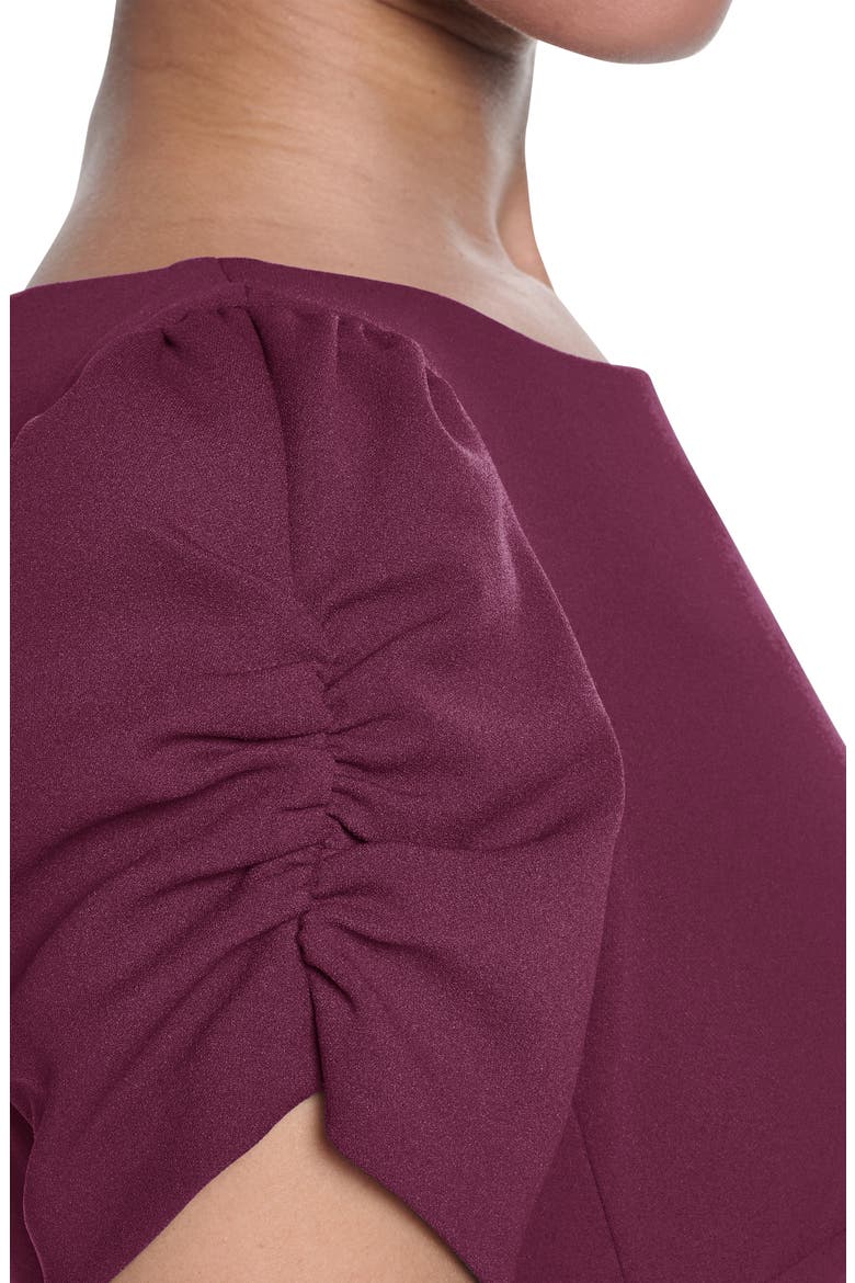 Short Sleeve Crepe Sheath Dress, Alternate, color, PORT