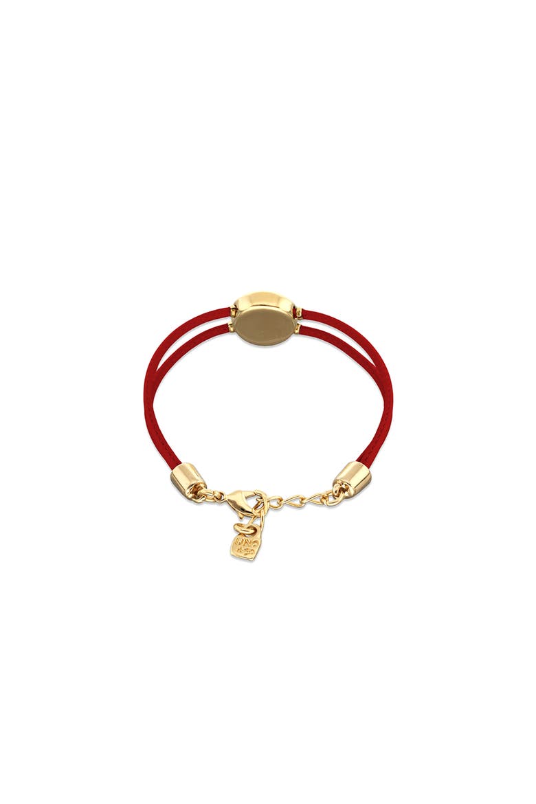 Red Leather Strap With 18K Gold-Plated Eye Detail And Crystal, Alternate, color, Red-Metallic Gold