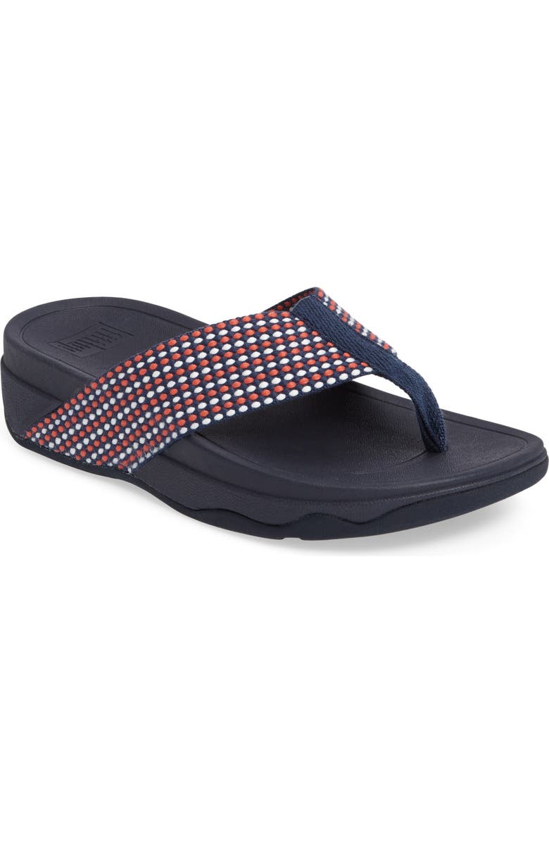 FitFlop Surfa<sup>™</sup> Flip Flop, Main, color, Midnight Navy Fabric