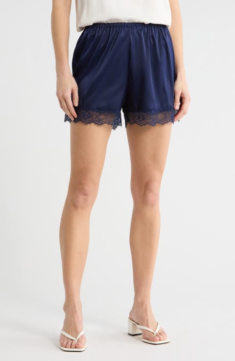 Lace Trim Satin Shorts