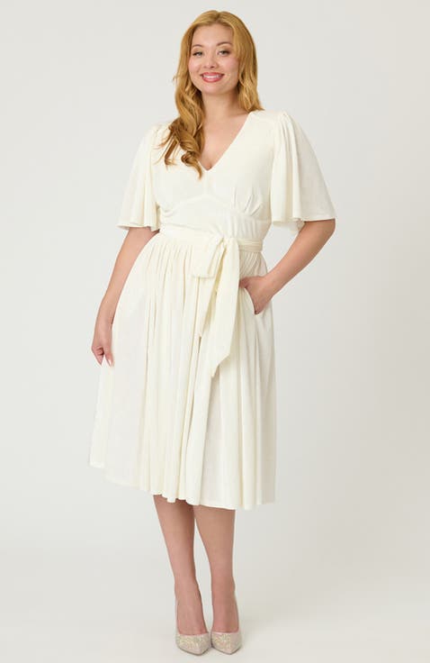 1940s Velvet Flutter Sleeve Swing Dress