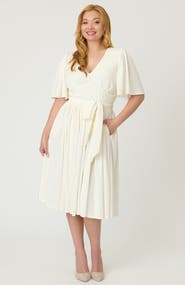 Unique Vintage 1940s Velvet Flutter Sleeve Swing Dress