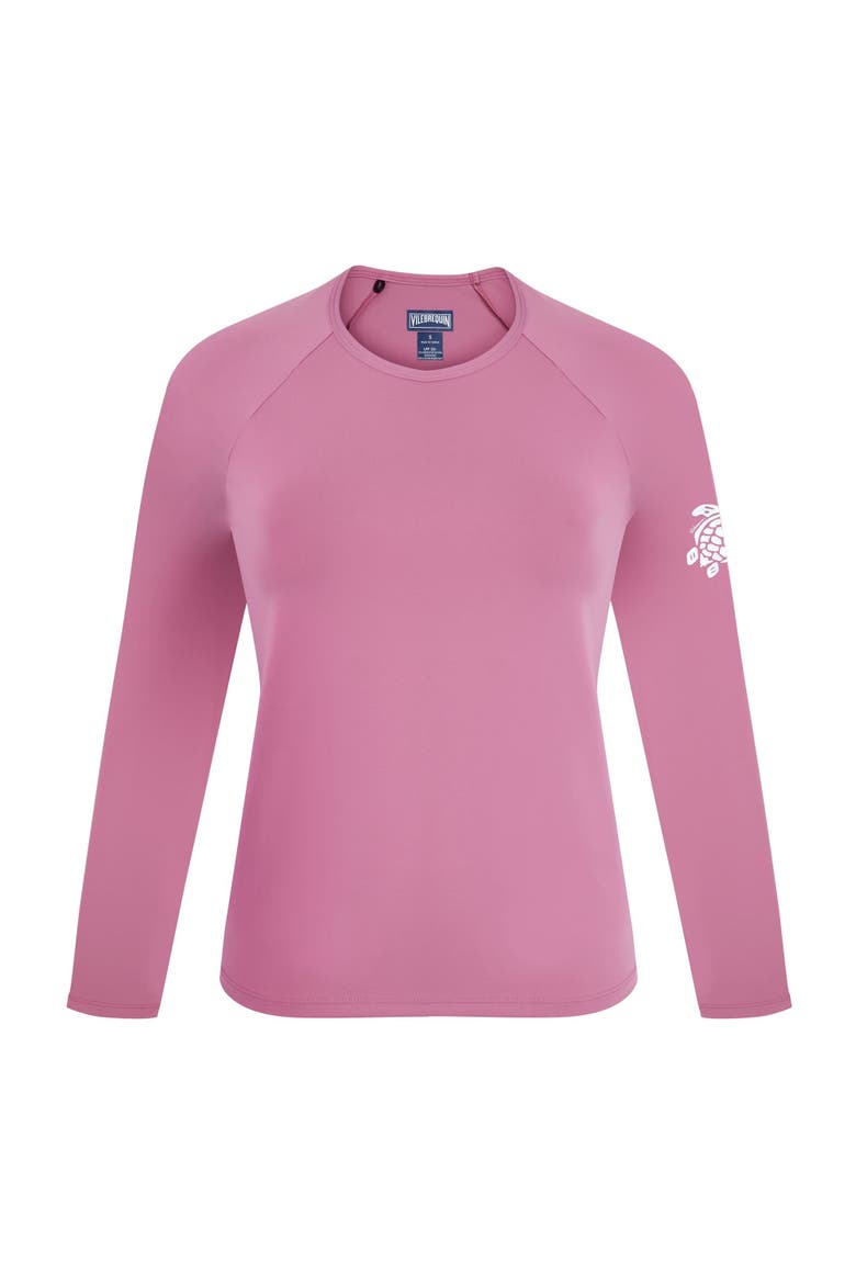 Women Long Sleeves Rashguard Top Solid, Main, color, boudoir