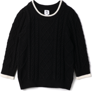 Mr. Mr. Cable Knit Contrast Ribbed Neckline Sweater