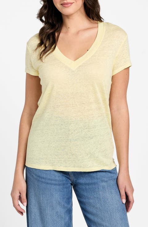 Lindsey V-Neck Linen T-Shirt