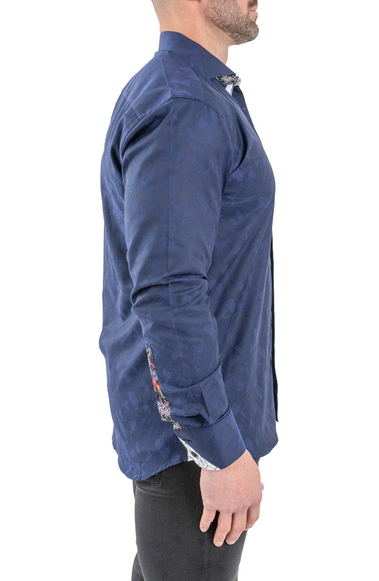 Maceoo Einstein Jacqceepblack Navy Button-Up Shirt, Alternate, color, Blue