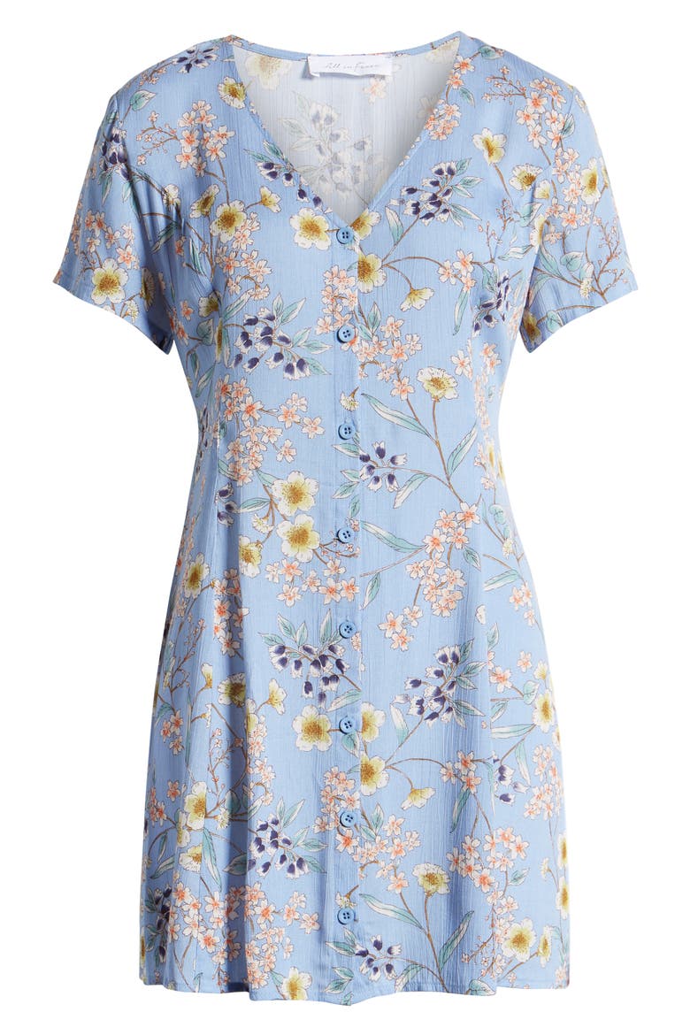 Button Up Tie Back Minidress, Alternate, color, PERIWINKLE FLORAL
