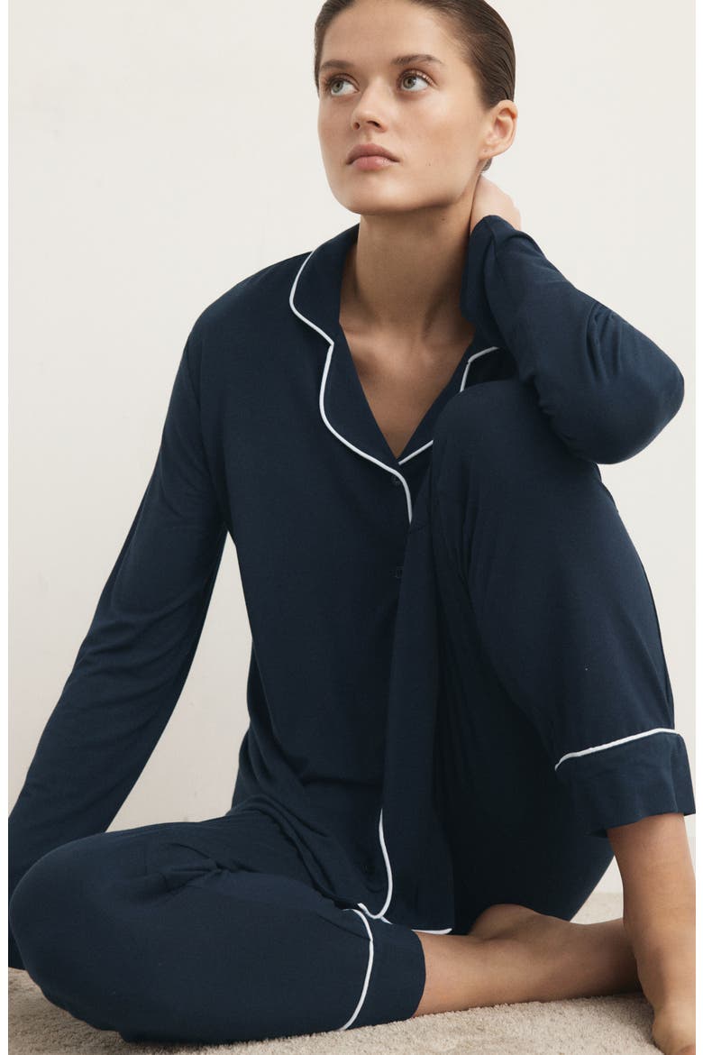 Piped Pajamas, Alternate, color, INDIGO BLUE