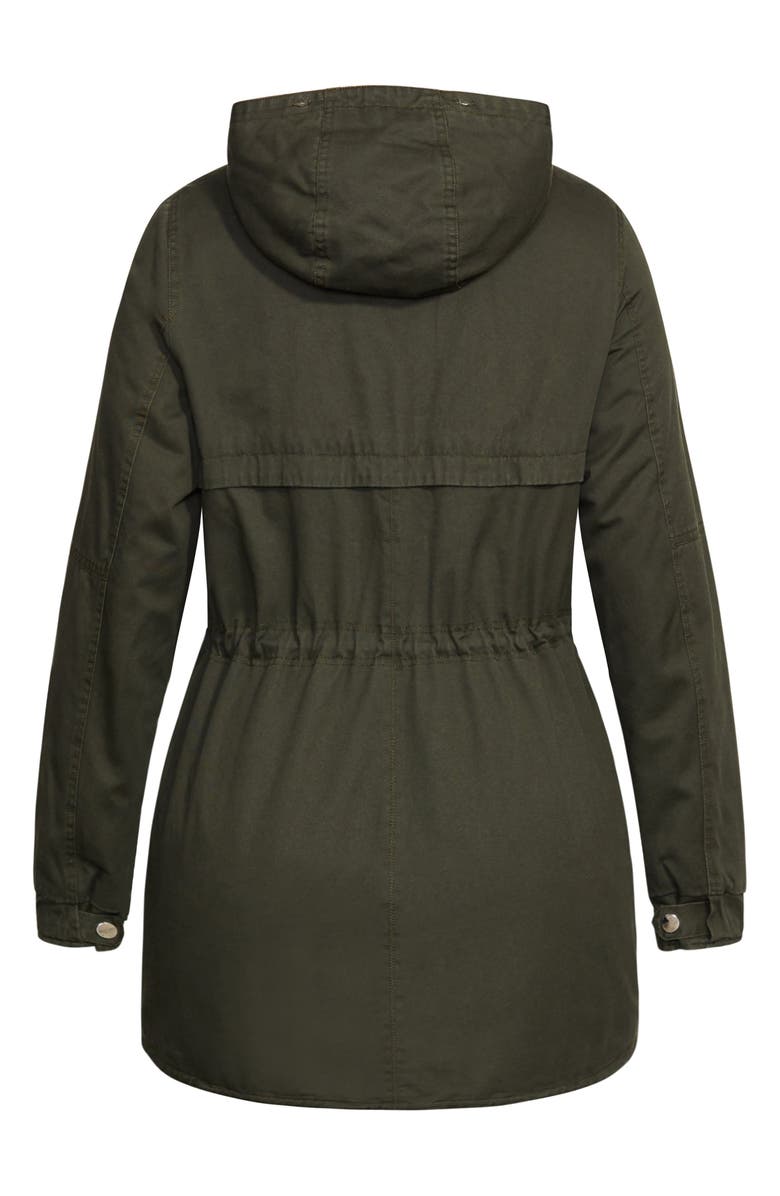 City Chic Explorer Parka with Faux Shearling Lining, Alternate, color, Khaki