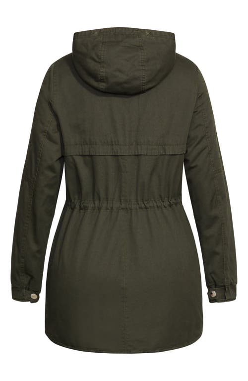 City Chic Explorer Parka With Faux Shearling Lining In Green