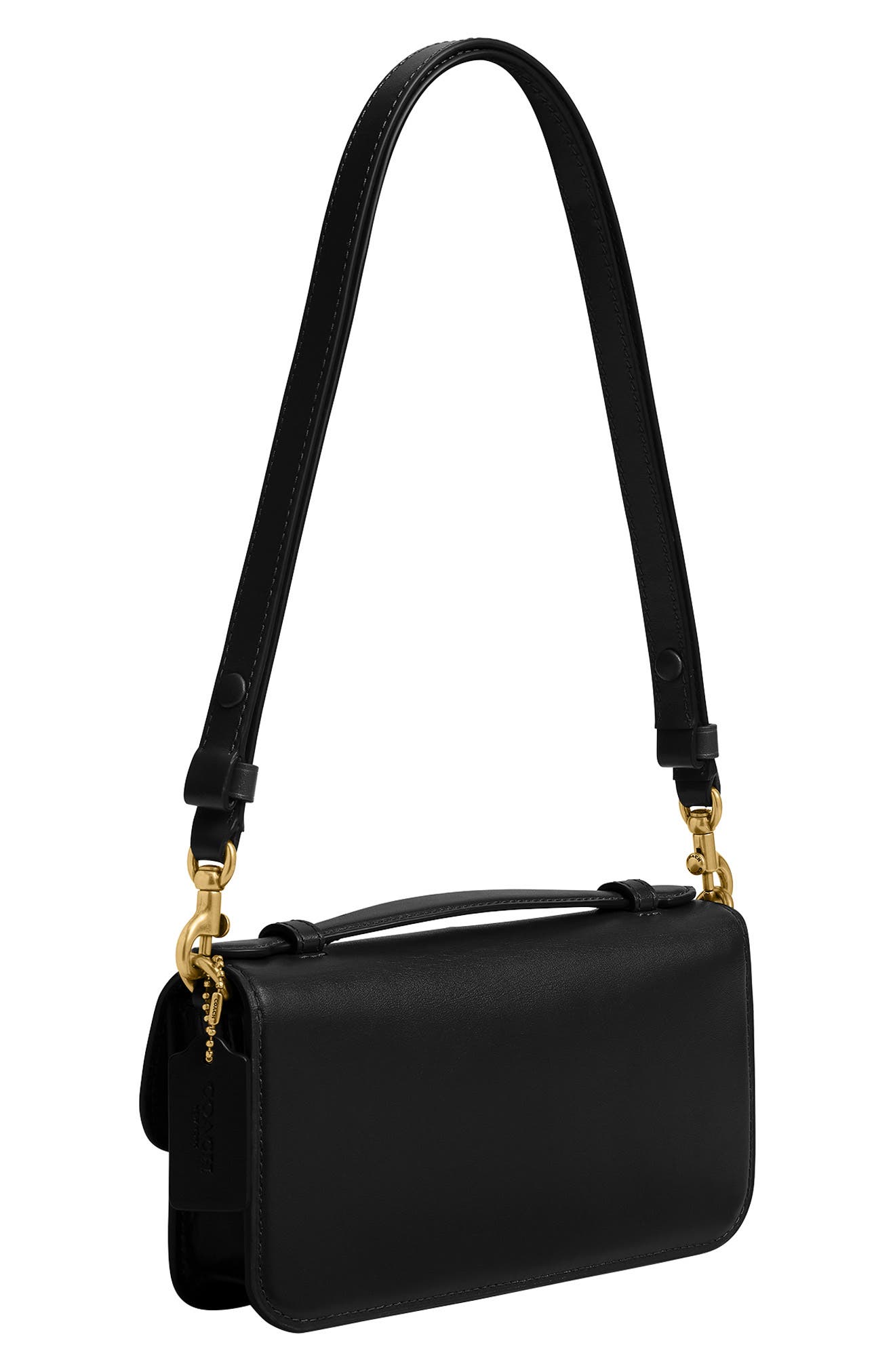 COACH Elora Refined Leather Top Handle Bag, Alternate, color, B4/ Black