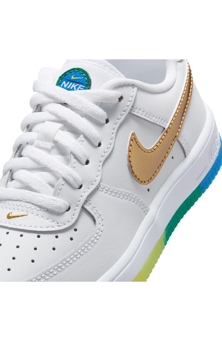 Nike Kids' Air Force 1 Low Basketball Sneaker, Alternate, color, White/ Soar/ Yellow/ Gold