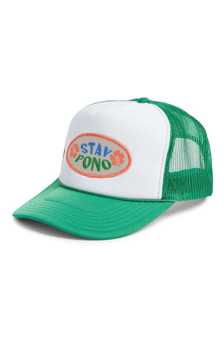 Stay Pono Trucker Hat, Main, color, GREEN