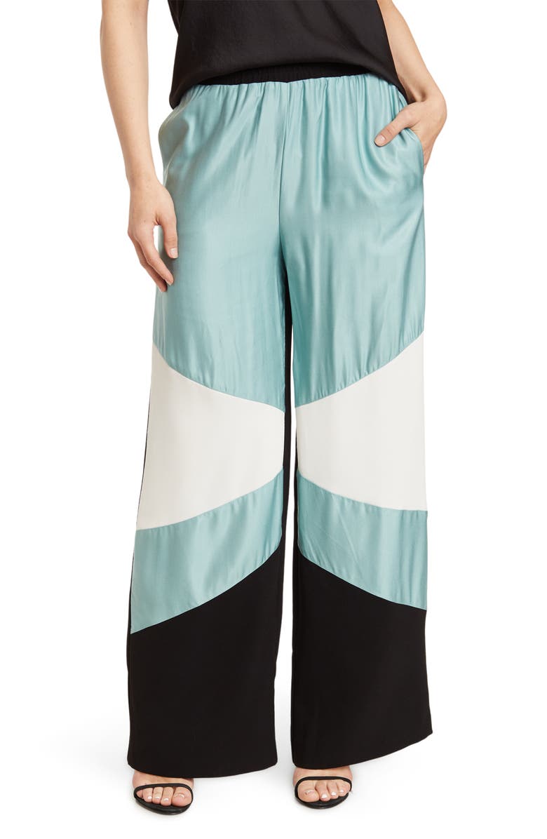 maje Geometric Print Wide Leg Pants, Main, color, Multi