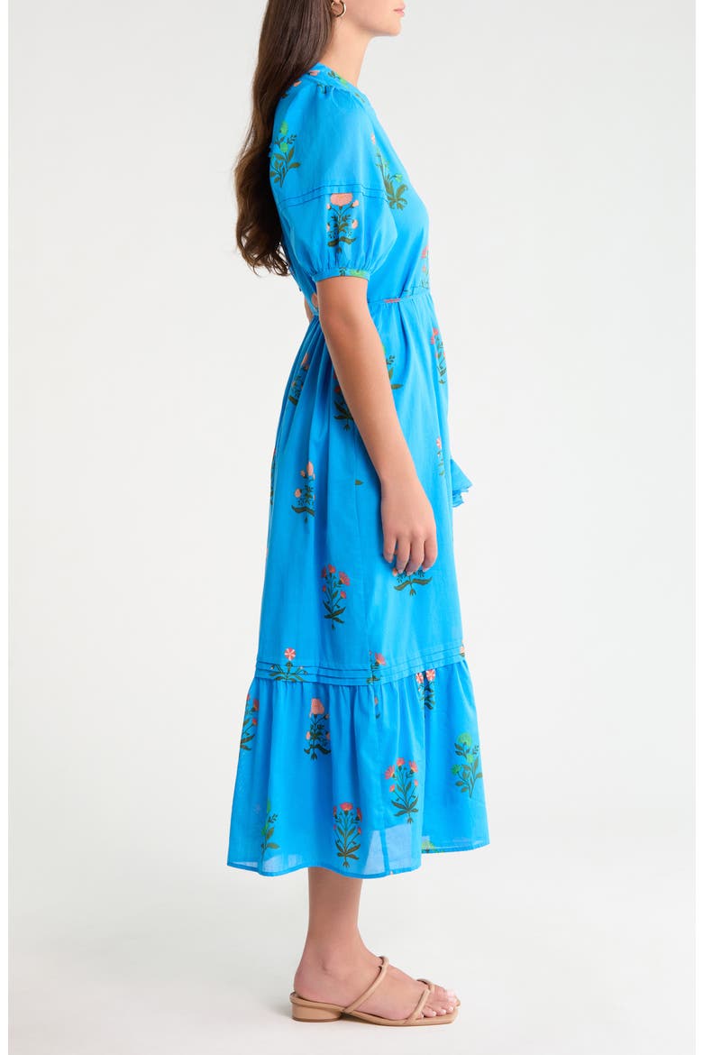 Lizeth Placed Floral Cotton Shirdress, Alternate, color, BLUE-MULTI