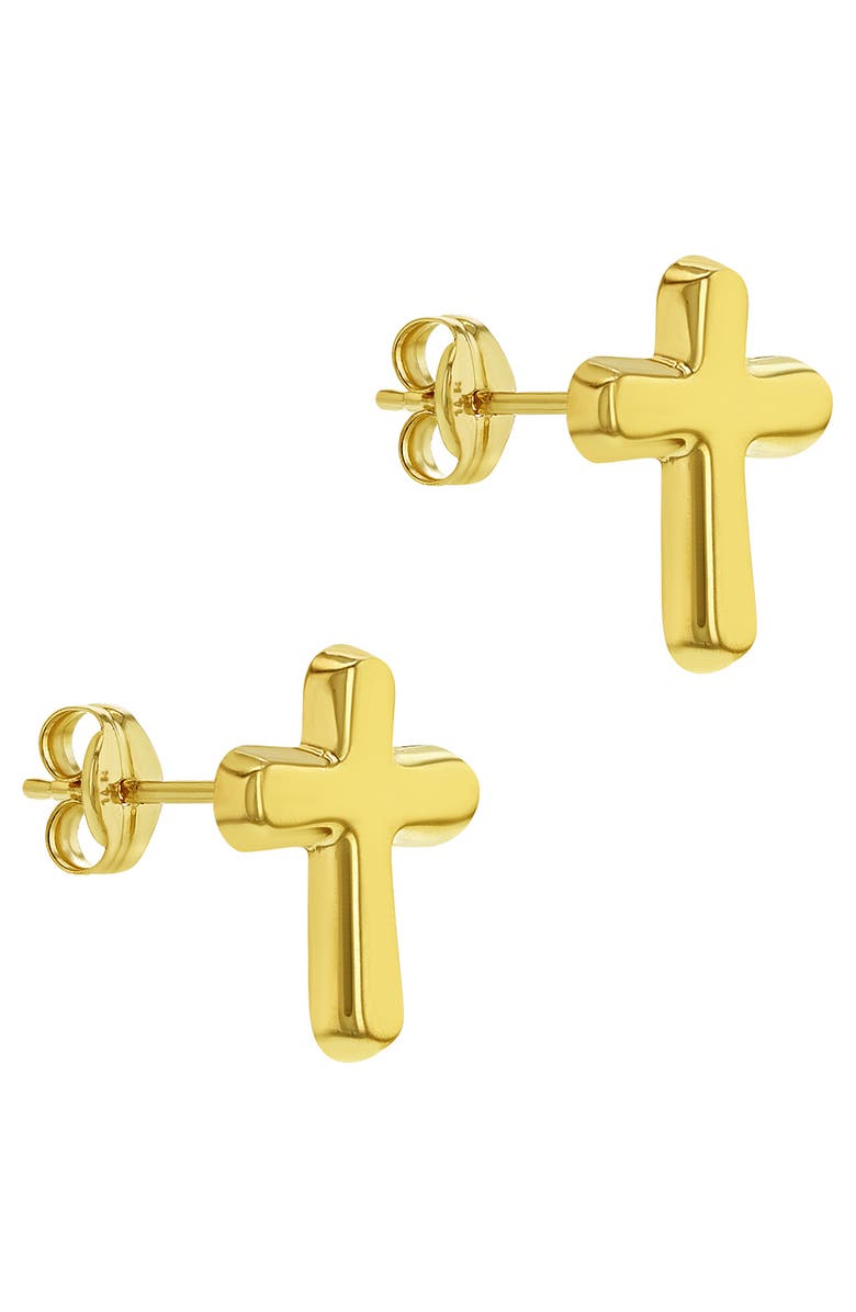In Season Jewelry 14k Elegant Cross Earrings, Alternate, color, Gold