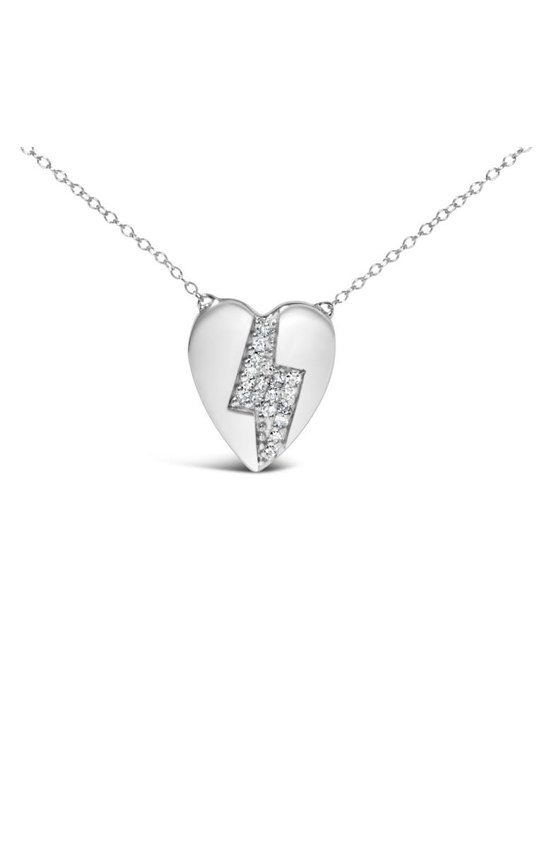 Haus of Brilliance 925 Sterling Silver 1/3 Diamond Heart and Lightning Bolt Pendant Necklace - Inches, Alternate, color, White