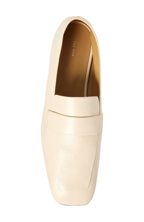 The Row Square Leather Loafers In Nude