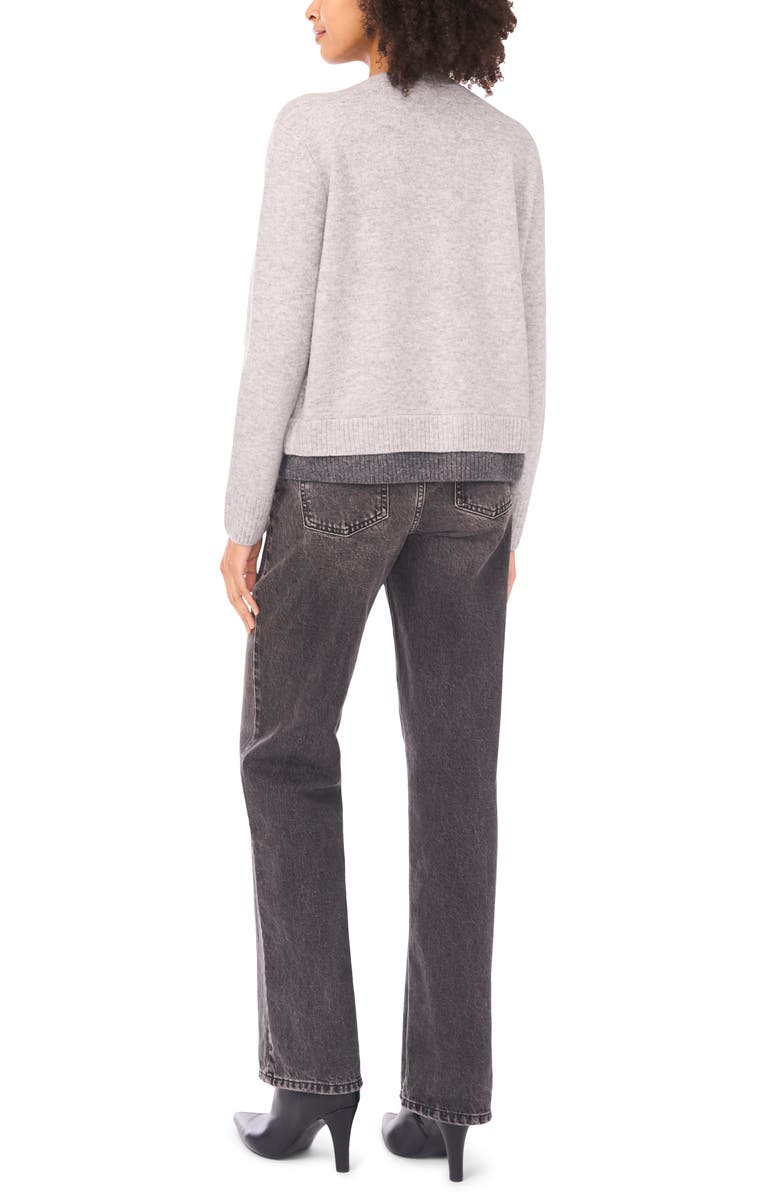 Ted Baker Floral Embellished Layered Hem Cardigan, Alternate, color, Light Heather Grey