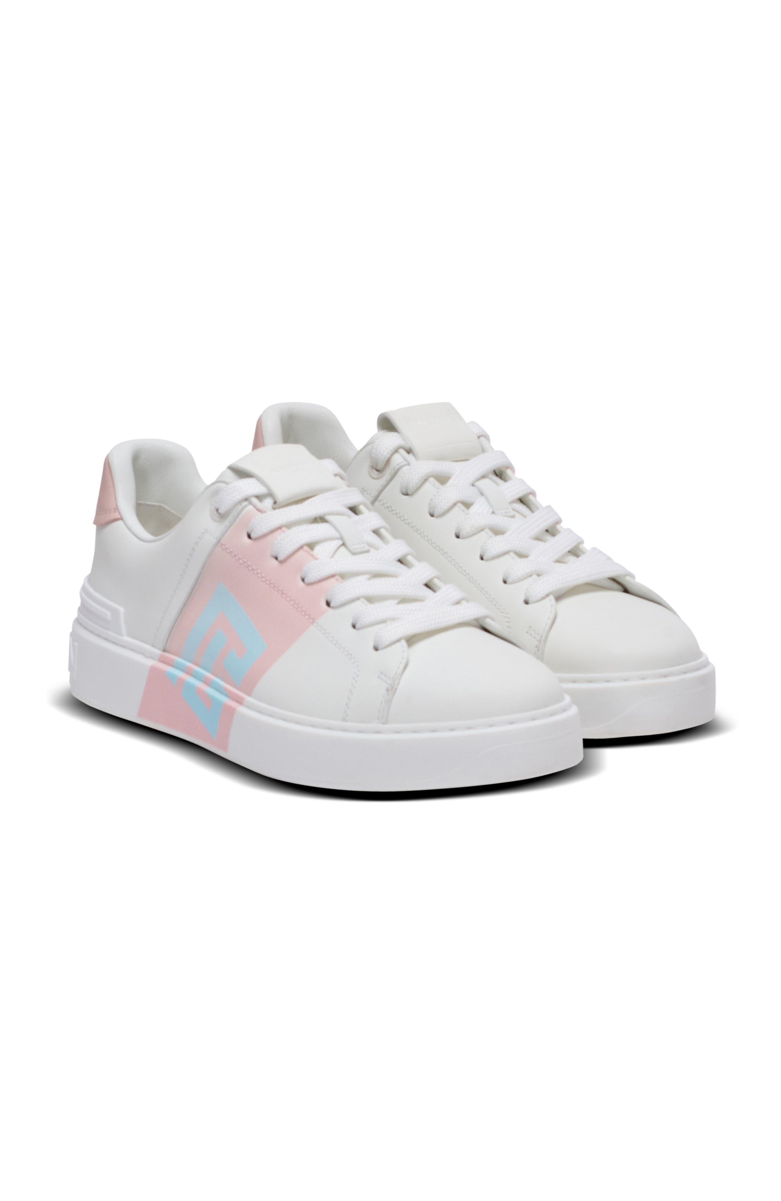 Balmain B-Court Trainers In Calfskin With Pb Logo, Main, color, 