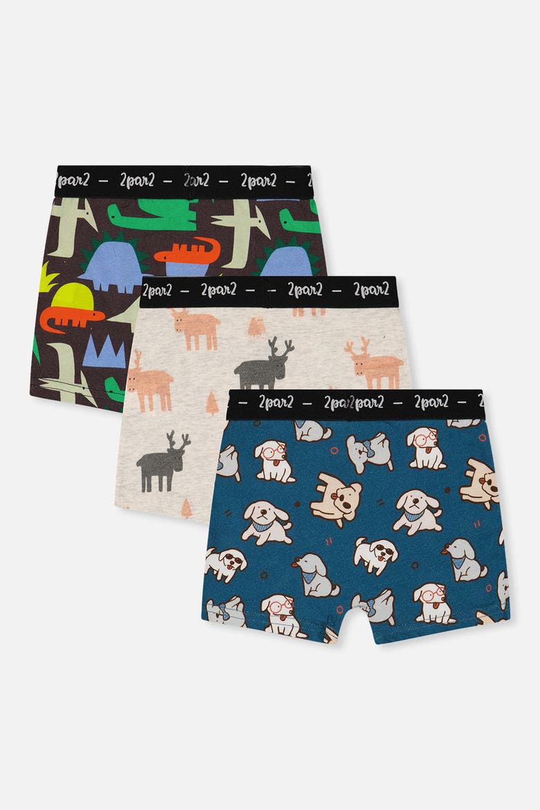 Animal Organic Cotton Elastic Waistband 3-Pack Boxers, Alternate, color, Animal Print