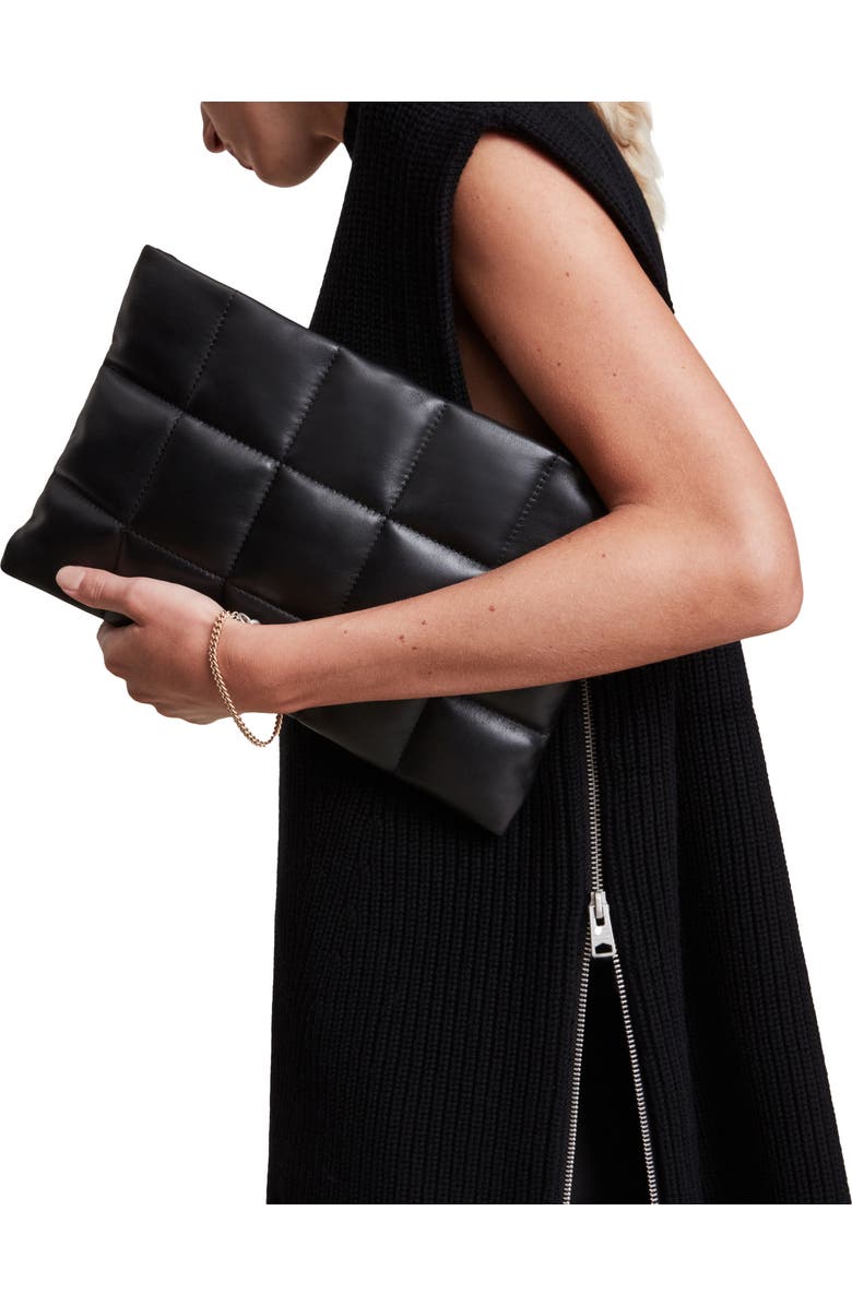 AllSaints Bettina Quilted Leather Clutch, Alternate, color,