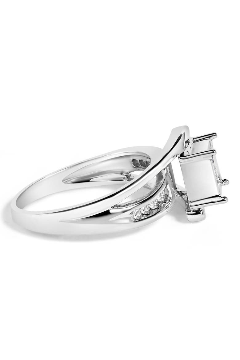 10K White Gold 1/3 Cttw Princess-cut Diamond Cluster Bypass Ring, Alternate, color, White Gold