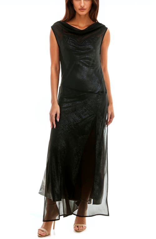 Socialite Semisheer Metallic Cocktail Dress In Black/silver