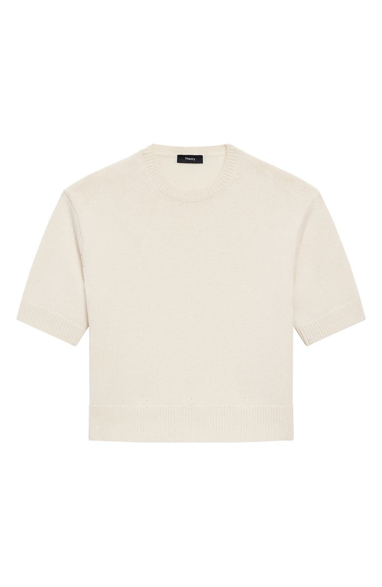 Theory Short Sleeve Cashmere Sweater, Alternate, color, Ivory